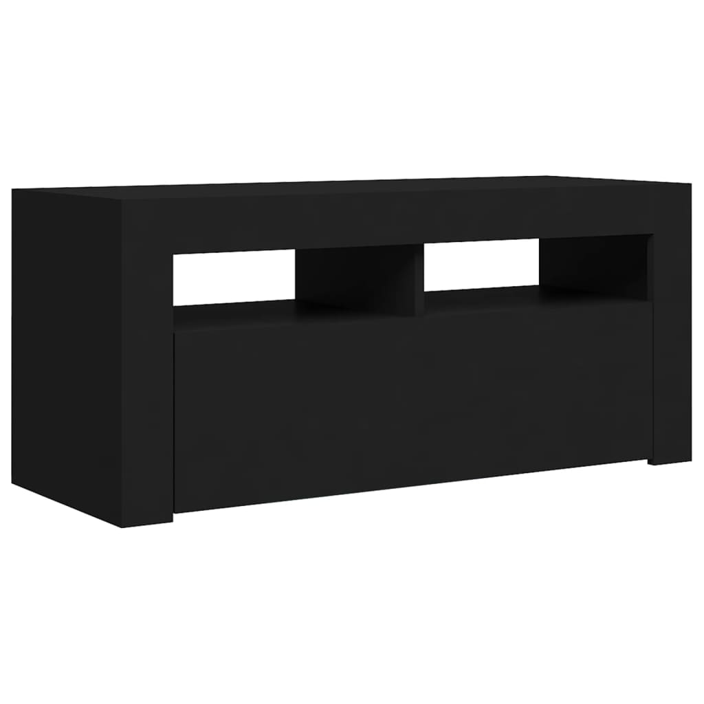 Comodă TV cu lumini LED, negru, 90x35x40 cm