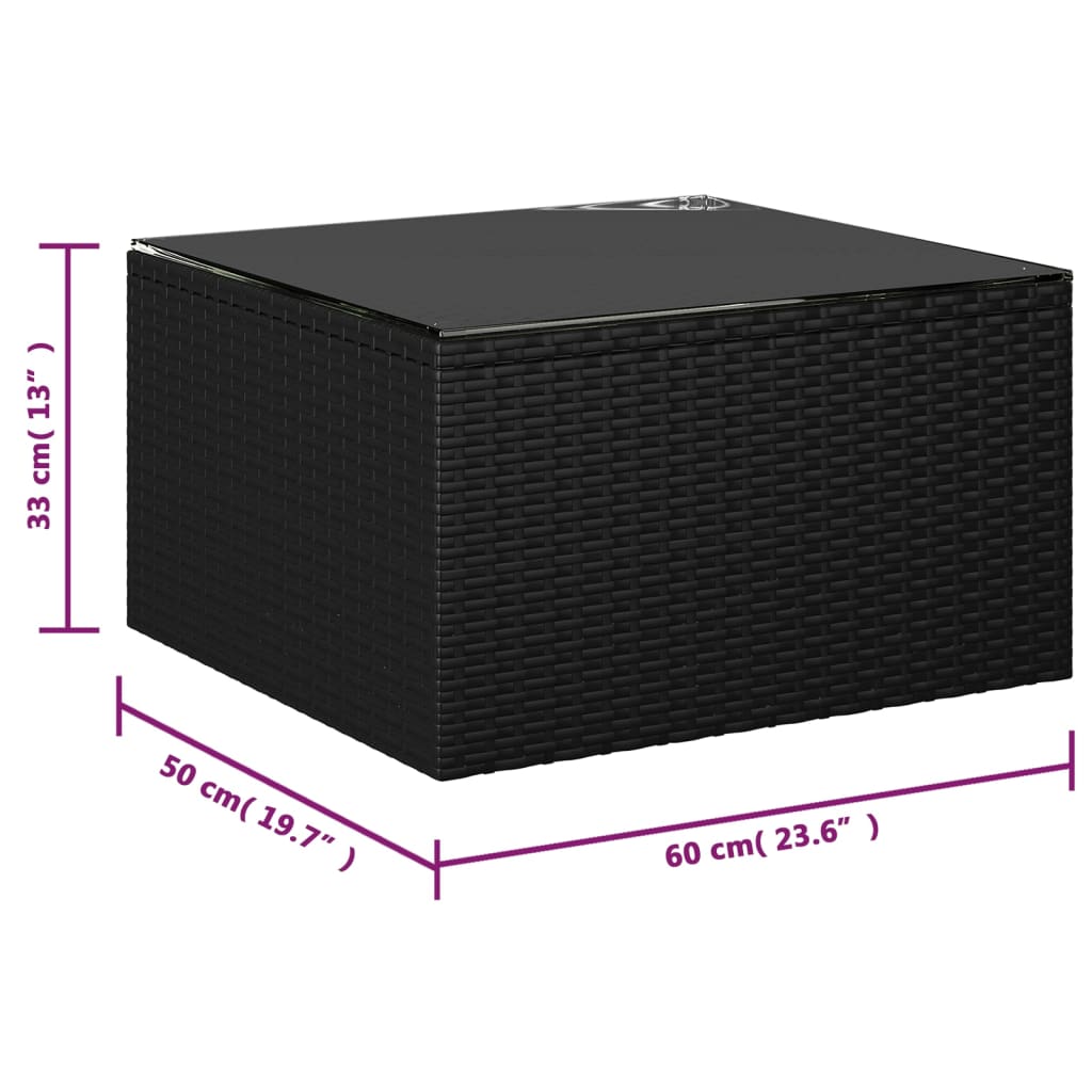 Set mobilier de grădină cu perne, 10 piese, negru, poliratan