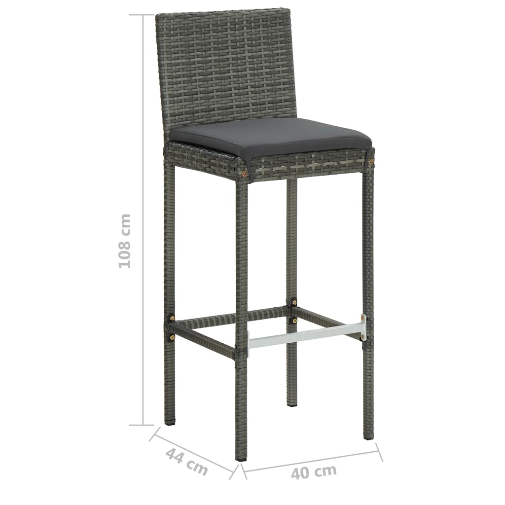 Set mobilier bar de grădină cu perne, 9 piese, gri, poliratan