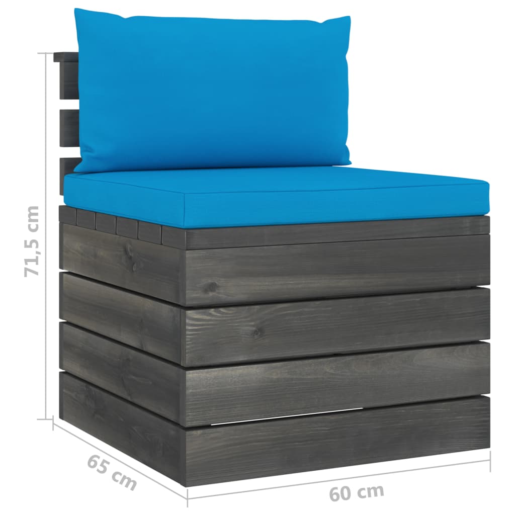 Set mobilier grădină paleți, 9 piese, cu perne, lemn masiv pin