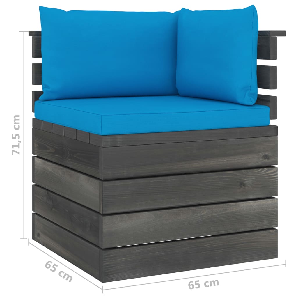Set mobilier grădină paleți, 9 piese, cu perne, lemn masiv pin