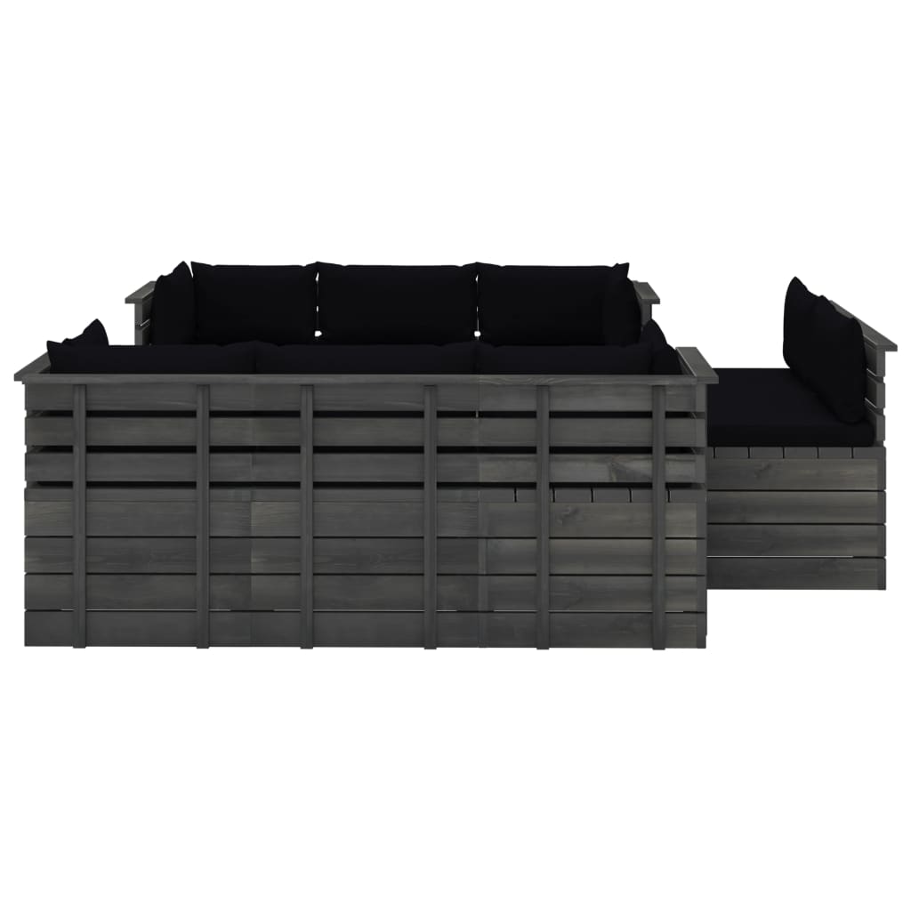 Set mobilier grădină paleți, 9 piese, cu perne, lemn masiv pin