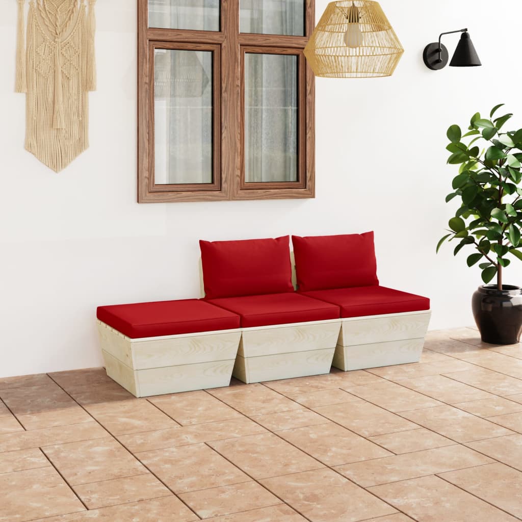 3dílná zahradní sedací souprava z palet podušky smrkové dřevo