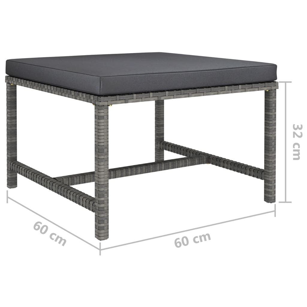 Set mobilier de grădină cu perne, 3 piese, gri, poliratan