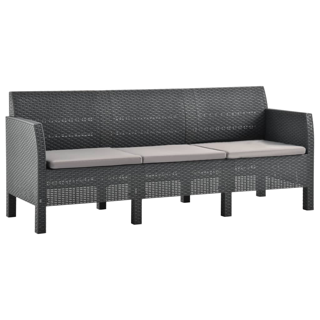 Set mobilier de grădină cu perne, 4 piese, antracit, PP ratan