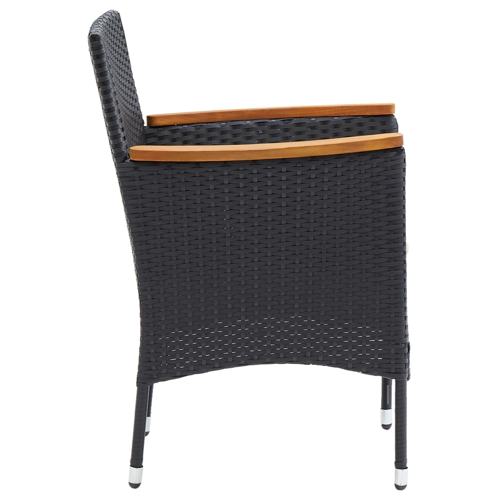 Set mobilier de grădină, 7 piese, negru