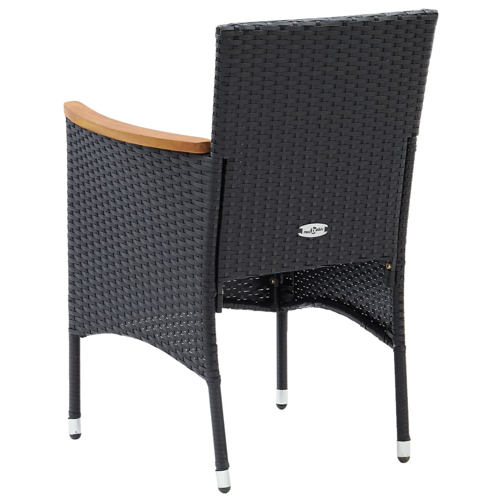 Set mobilier de grădină, 7 piese, negru