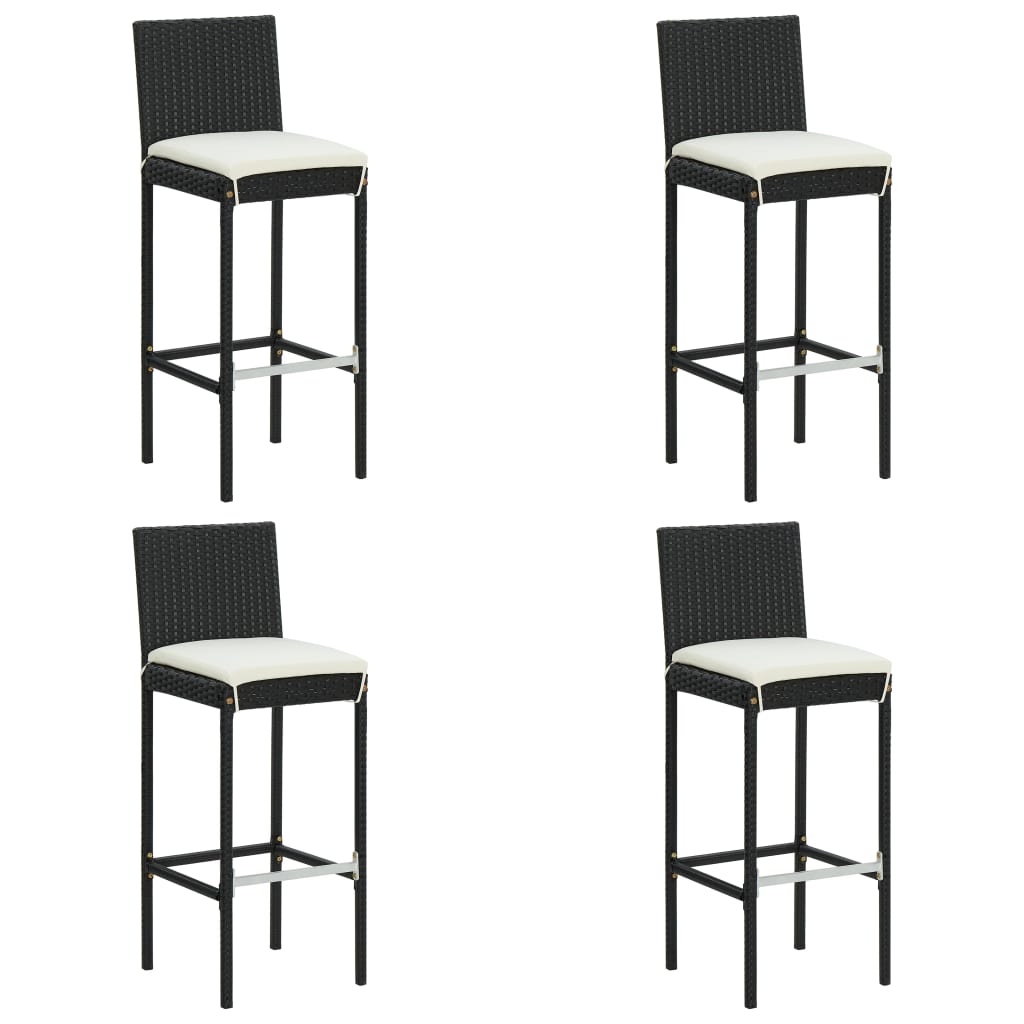 Set mobilier bar de grădină cu perne, 5 piese, negru