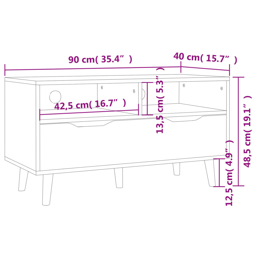 Gossi Comodă TV, alb, 90x40x48,5 cm, lemn prelucrat