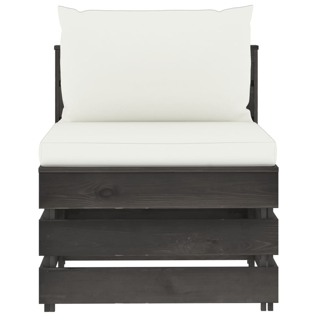 Set mobilier de grădină cu perne, 7 piese, gri, lemn tratat