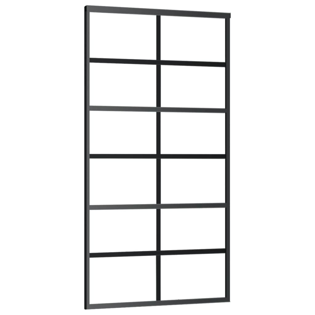 Ușă glisantă, negru, 102×205 cm, sticlă ESG și aluminiu