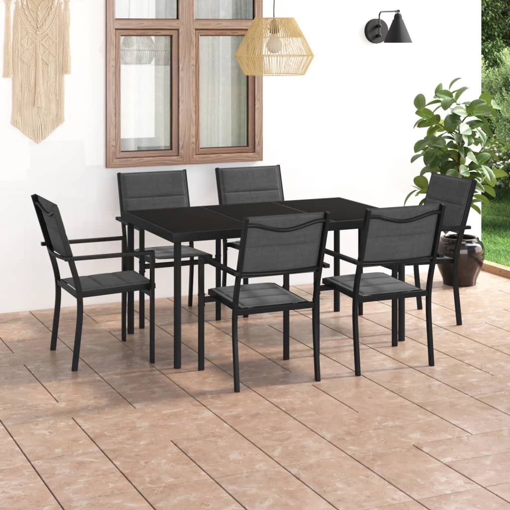 Stół ogrodowy 150x90 antracytowy + 6 krzeseł szary/antracyt