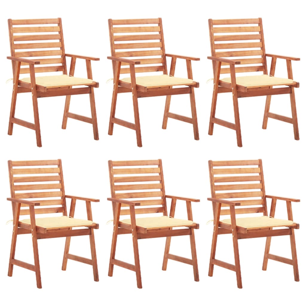 Zahradní jídelní židle s poduškami 6 ks masivní akáciové dřevo