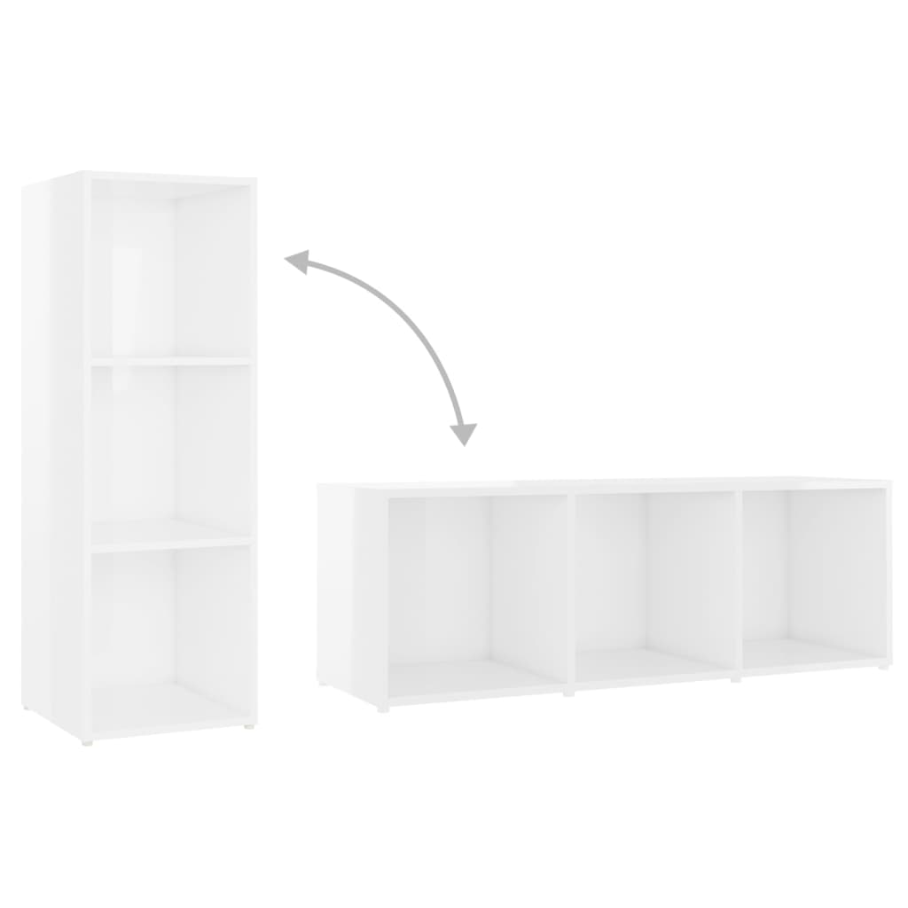 Gossi Set de dulapuri TV, 3 piese, alb extralucios, lemn prelucrat