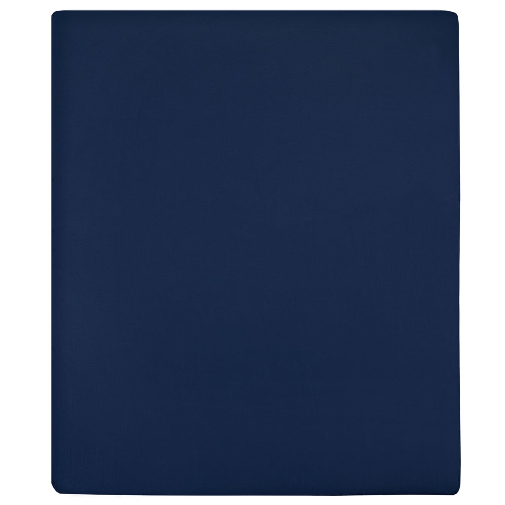 vidaXL Jersey Fitted Sheet Navy Blue 140×200 cm Cotton