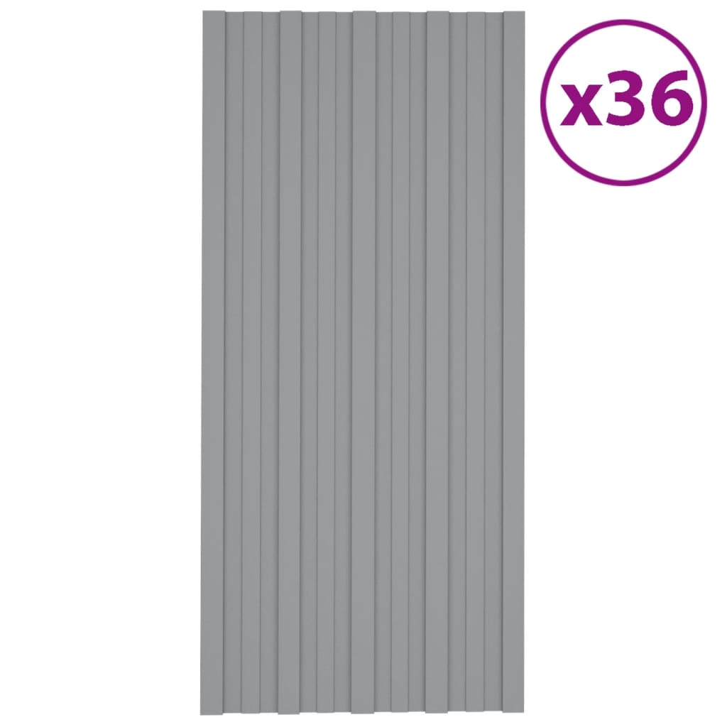 Střešní panely 36 ks pozinkovaná ocel šedé 100 x 45 cm