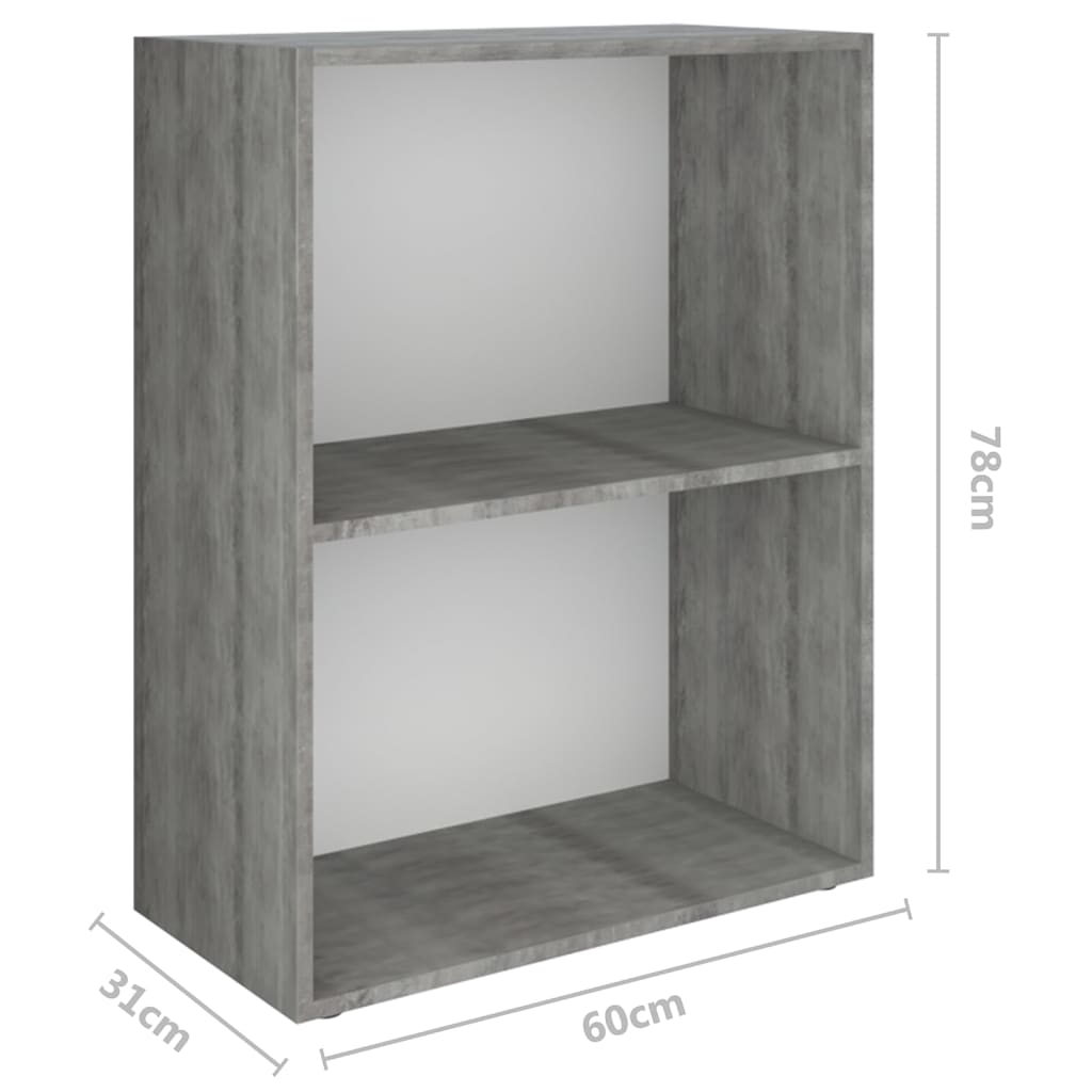 Betonszürke forgácslap könyvespolc 60 x 31 x 78 cm 