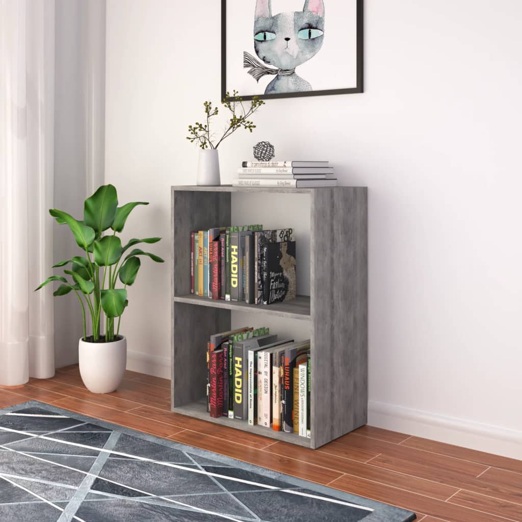 Betonszürke forgácslap könyvespolc 60 x 31 x 78 cm 