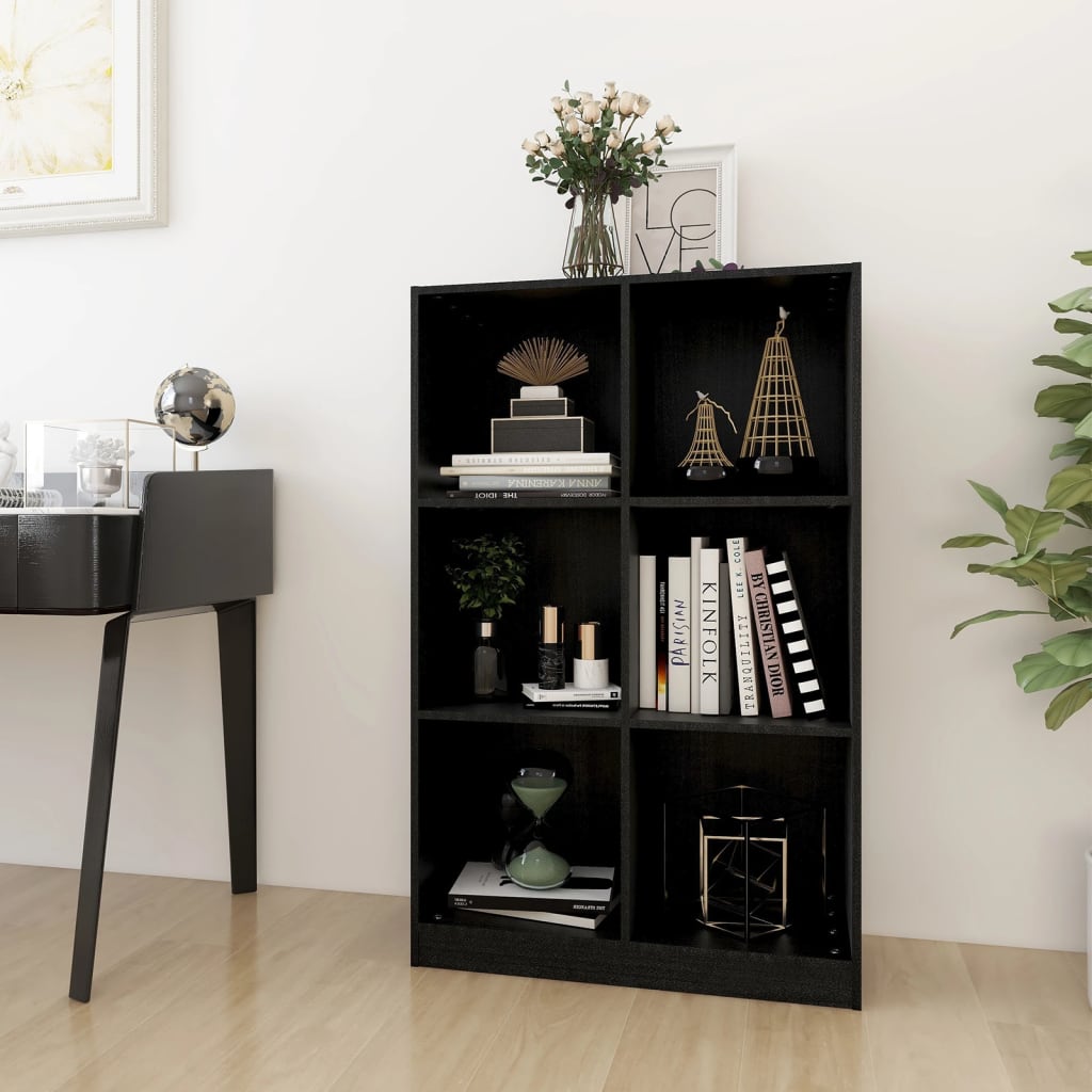 vidaXL Bibliotecă, negru, 70x33x110 cm, lemn masiv de pin