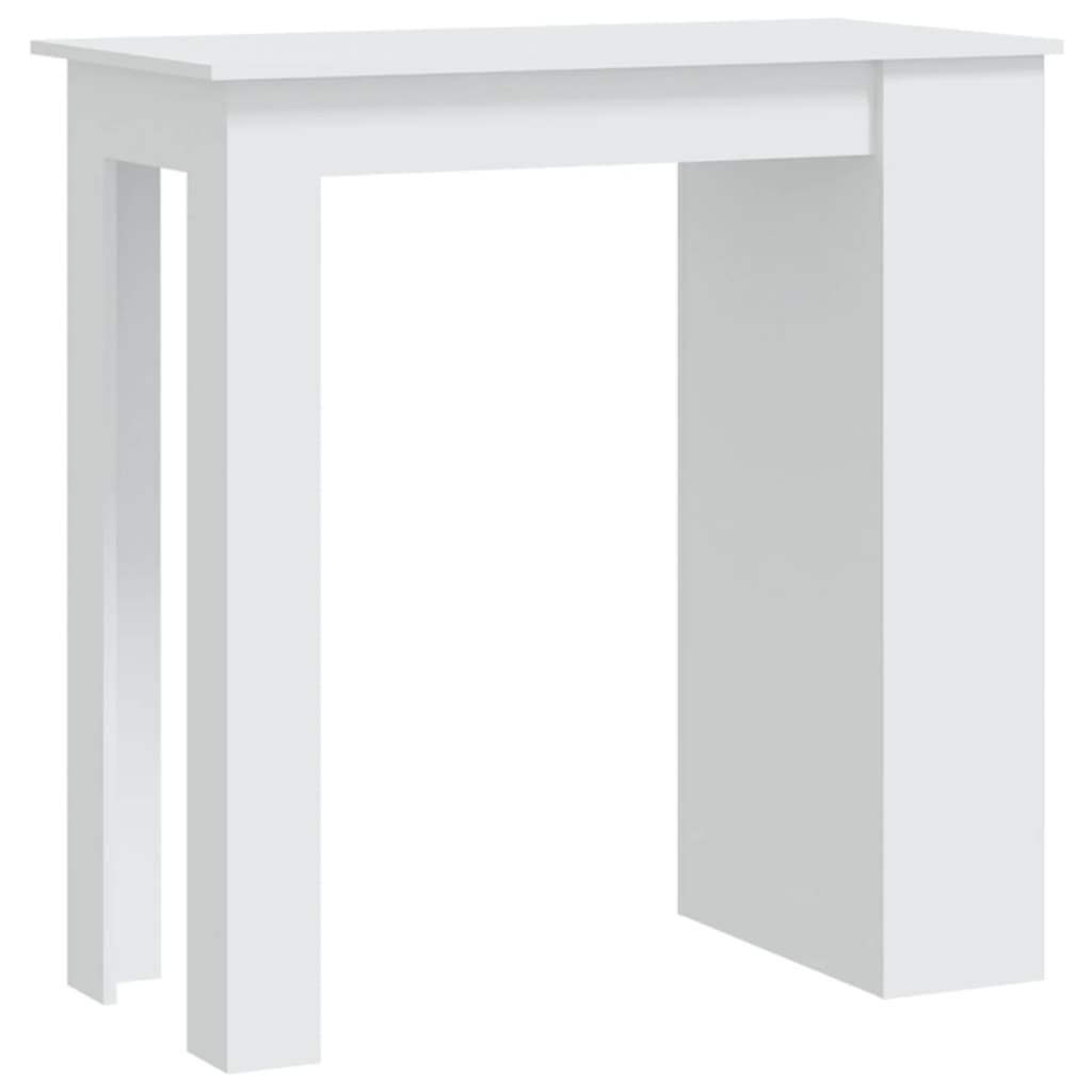 Image of vidaXL Bar Table with Storage Rack White 102x50x103.5 cm Engineered Wood