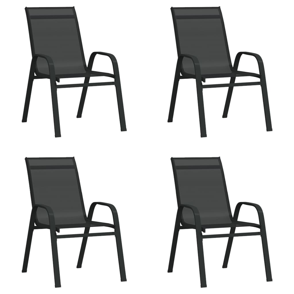 Stohovatelné zahradní židle 4 ks černé textilenová tkanina
