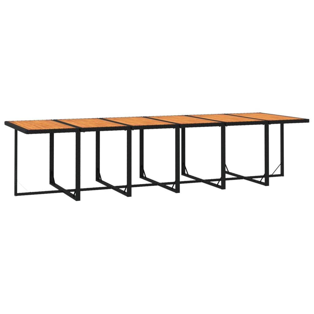 Set mobilier de exterior cu perne, 13 piese, negru, poliratan