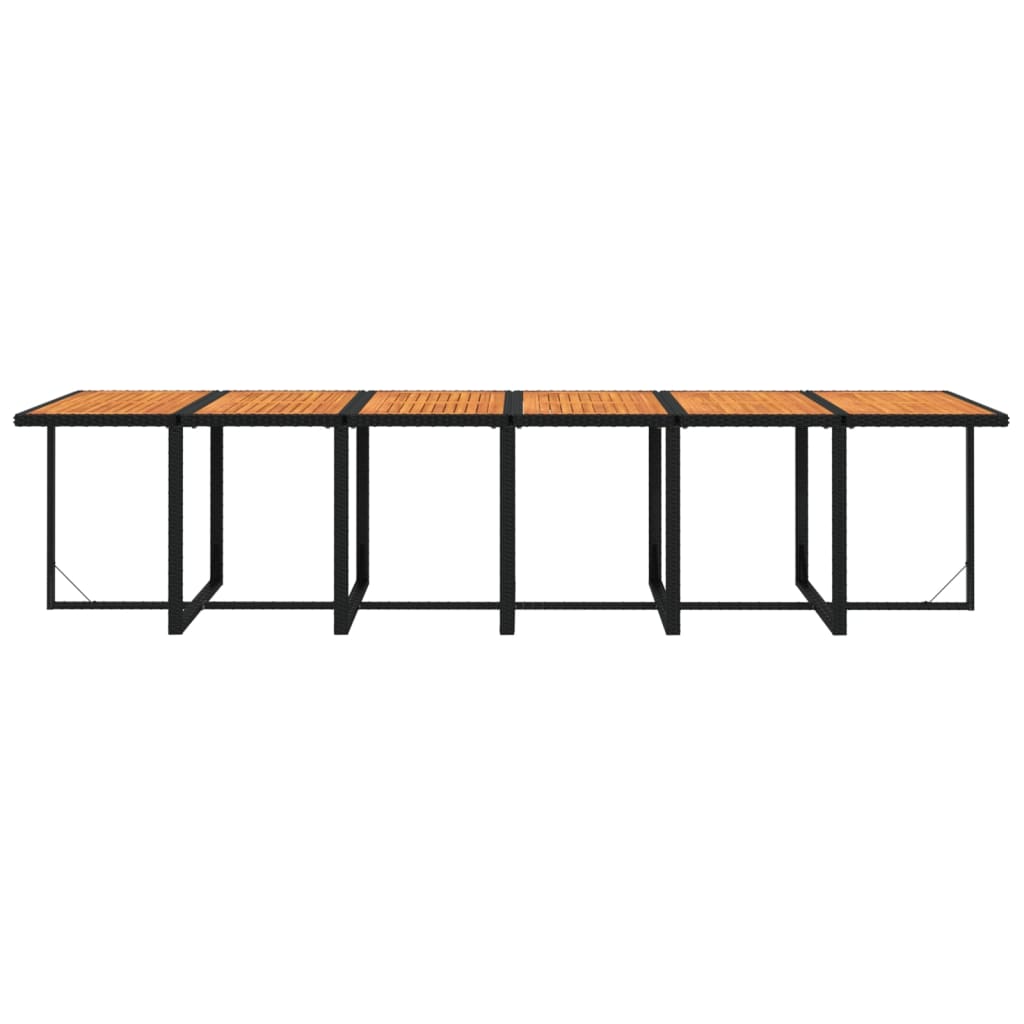 Set mobilier de exterior cu perne, 13 piese, negru, poliratan