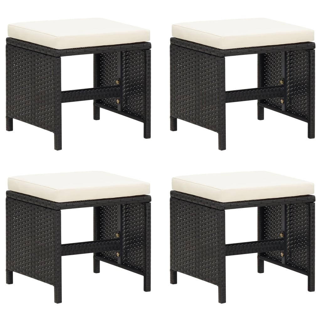 Set mobilier de grădină cu perne, 19 piese, negru, poliratan