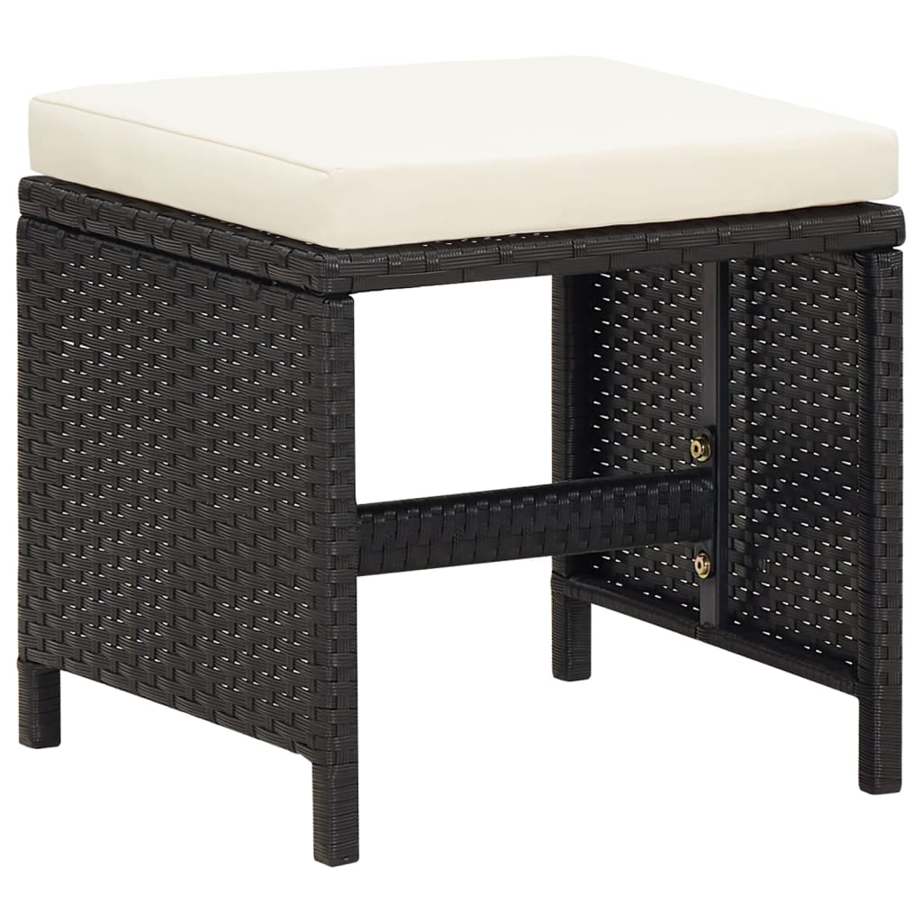 Set mobilier de grădină cu perne, 19 piese, negru, poliratan