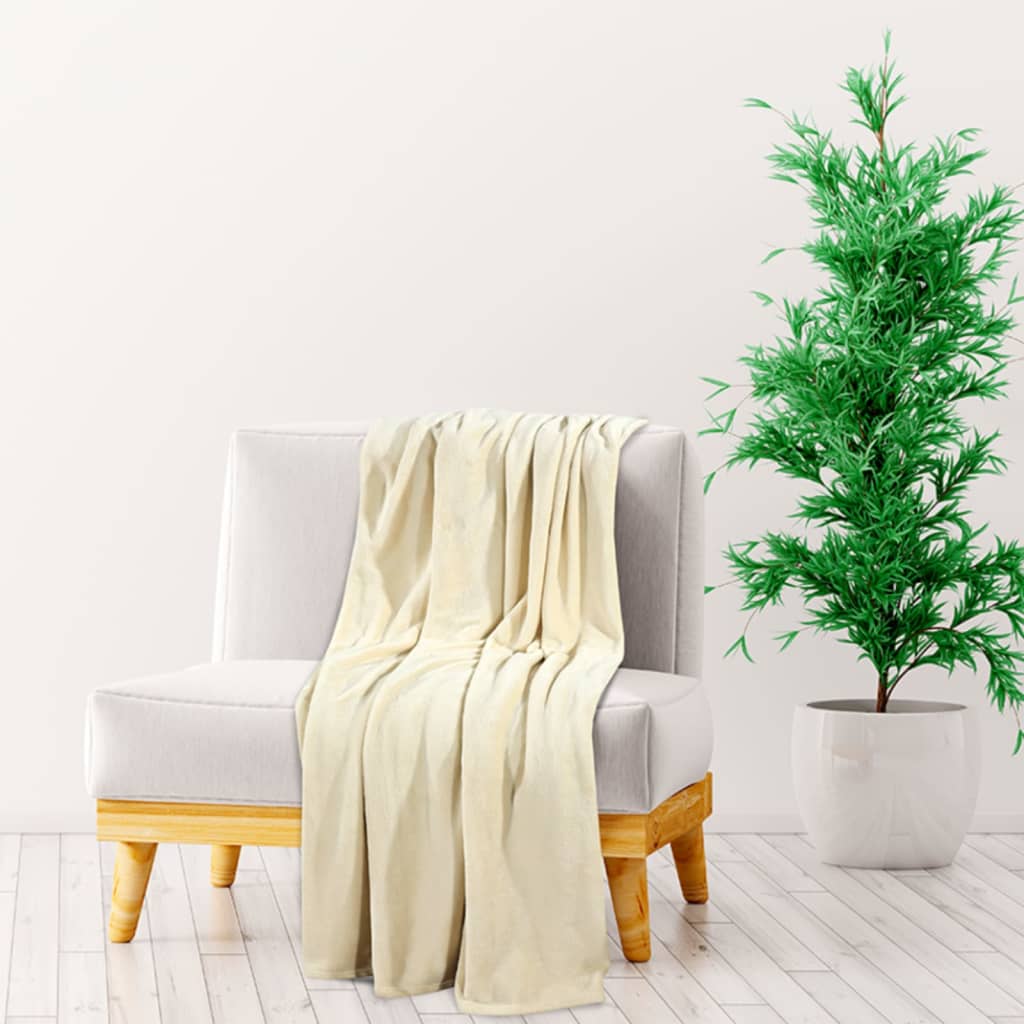 vidaXL Blanket Cream 200×240 cm Polyester