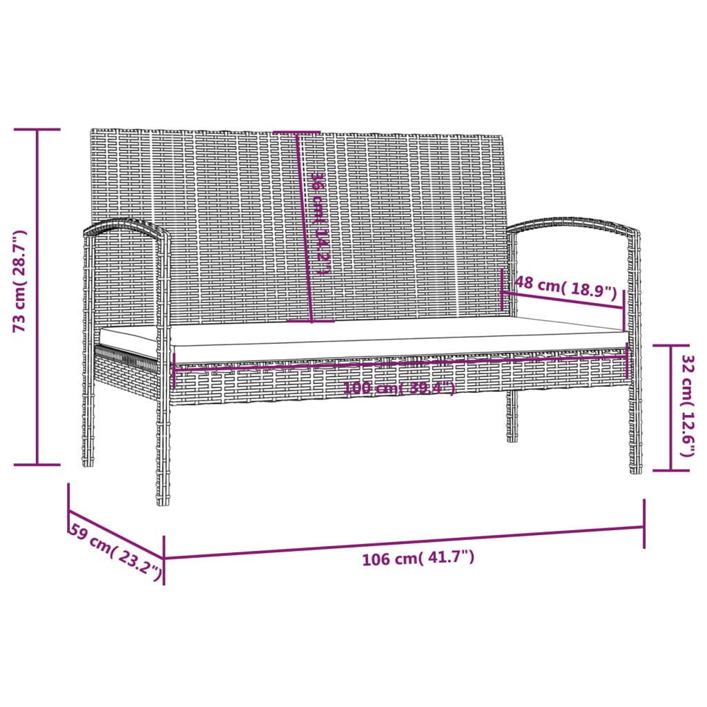 Set mobilier de grădină cu perne, 16 piese, negru, poliratan