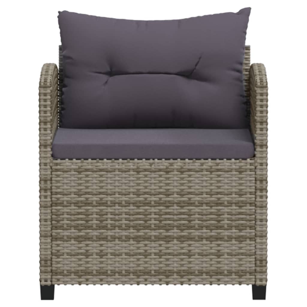 Set mobilier de grădină cu perne, 3 piese, gri, poliratan
