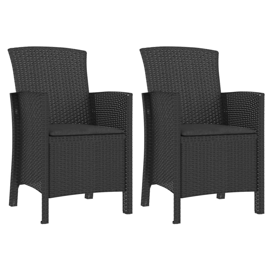 Set mobilier de grădină cu perne, 3 piese, grafit, ratan PP