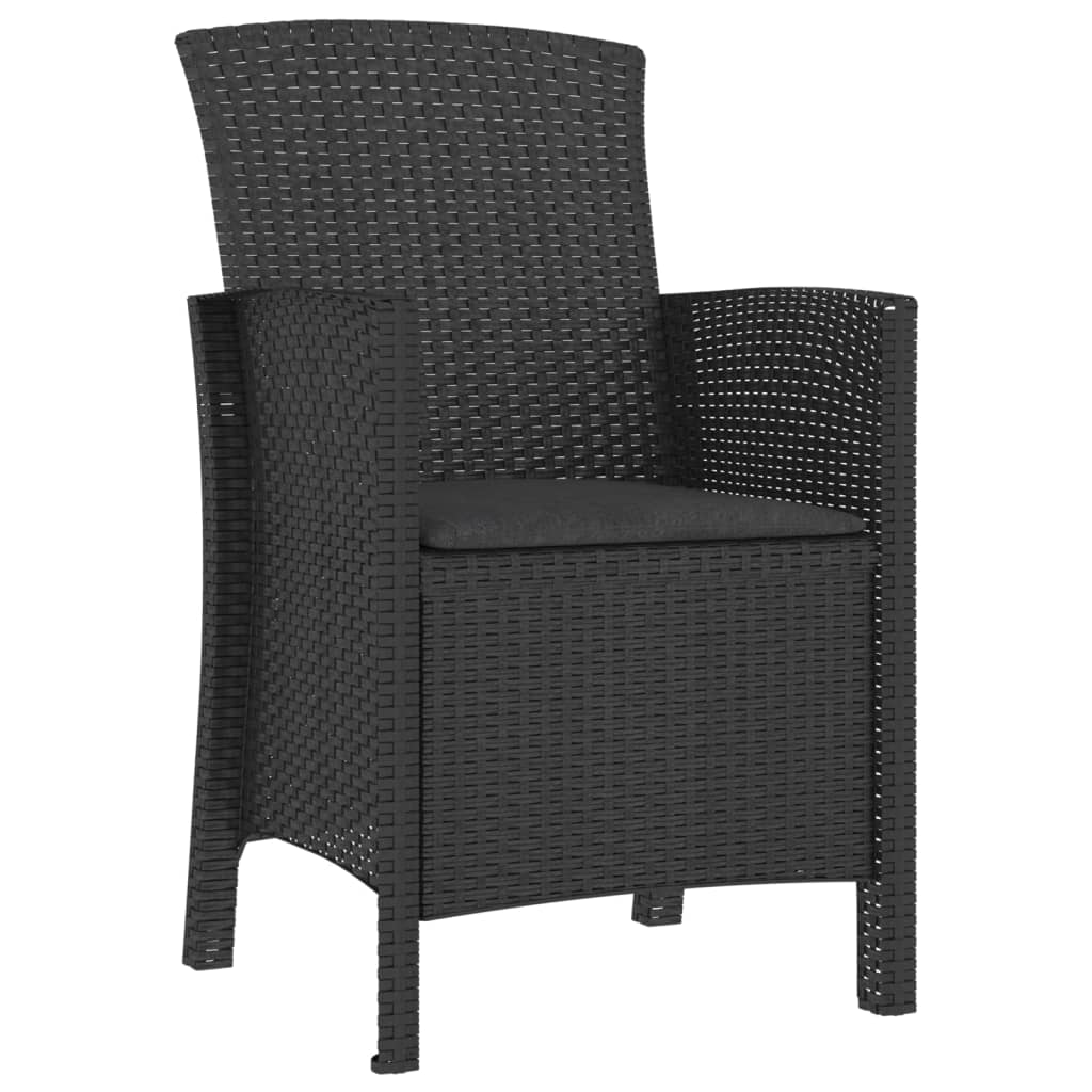 Set mobilier de grădină cu perne, 3 piese, grafit, ratan PP