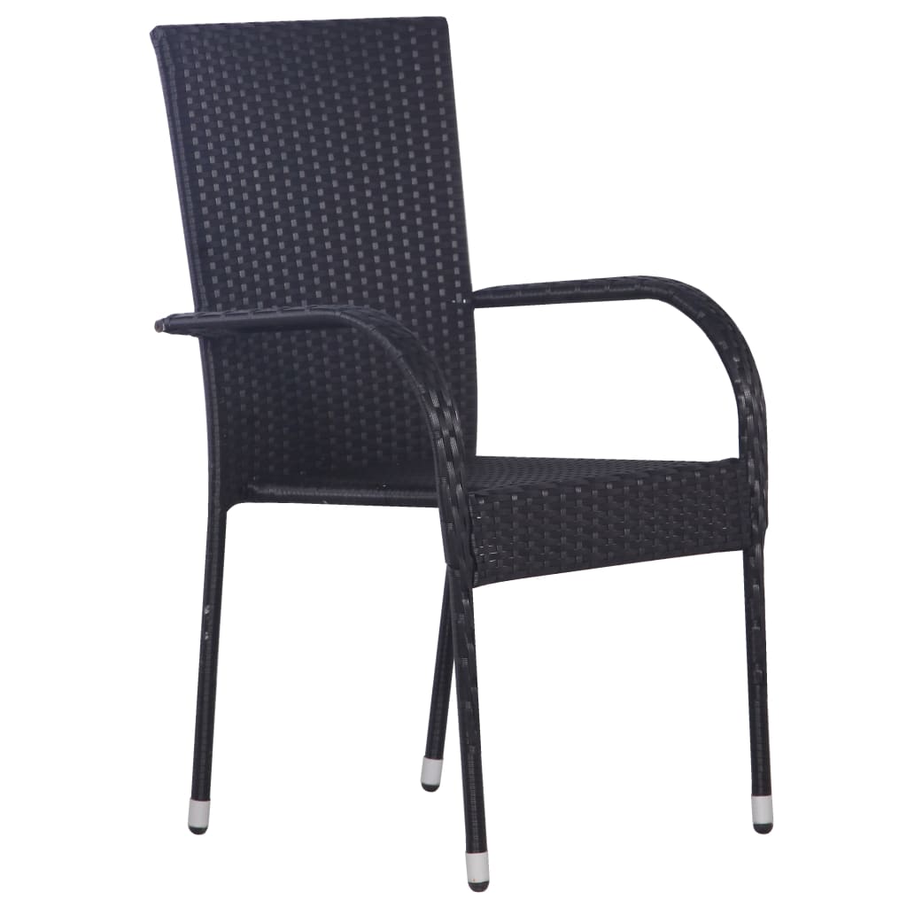 Set de servit masa pentru grădină, 5 piese, negru