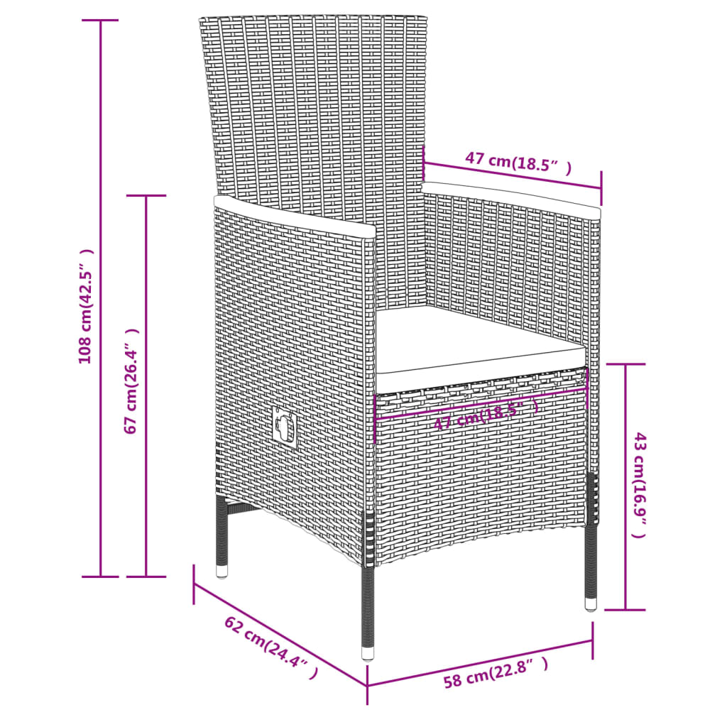 Set mobilier pentru grădină, cu perne, 7 piese, gri