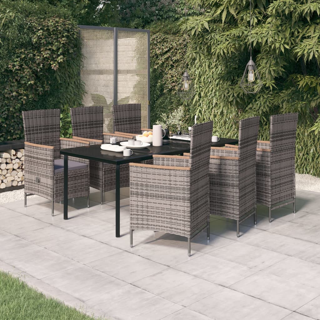 Set mobilier pentru grădină, cu perne, 7 piese, gri