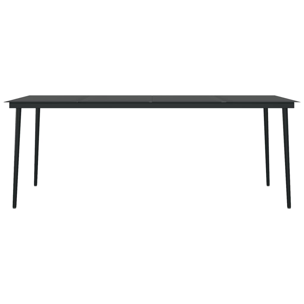 Set de masă pentru grădină, 7 piese, cu perne, negru