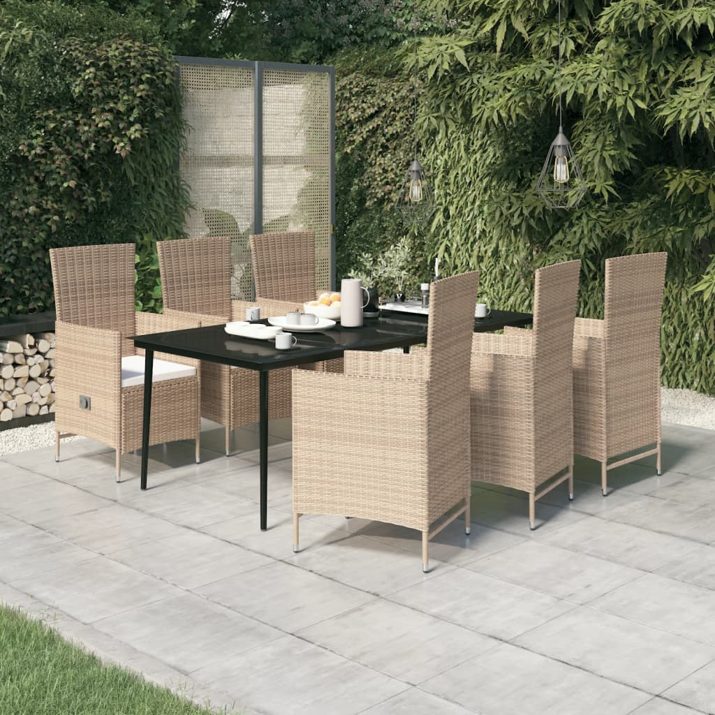 Set de mobilier pentru grădină cu perne, 7 piese, bej