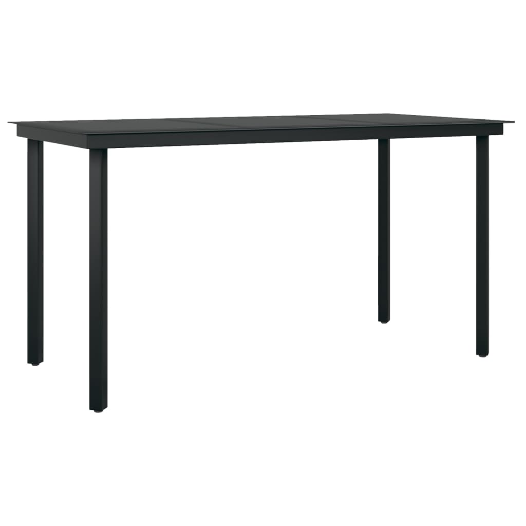 Set de masă pentru grădină, 7 piese, cu perne, negru