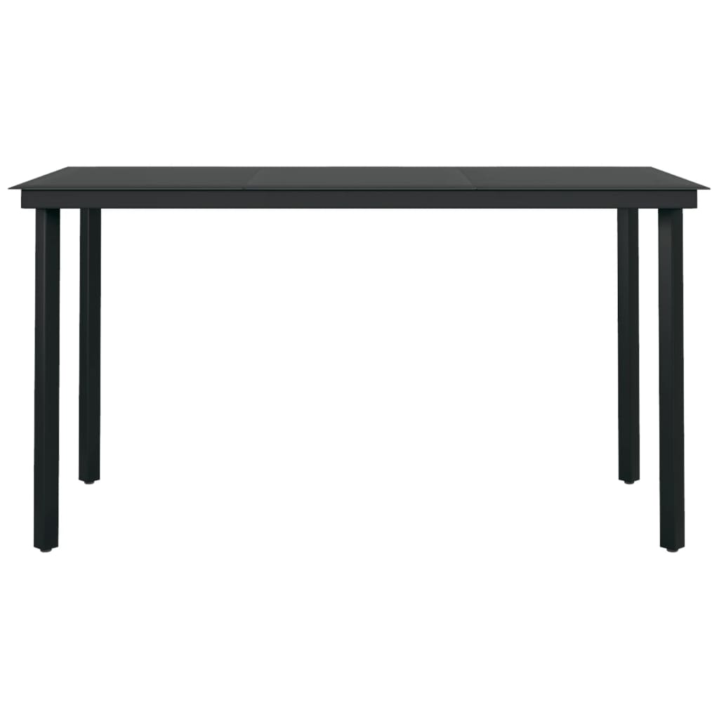 Set de masă pentru grădină, 7 piese, cu perne, negru