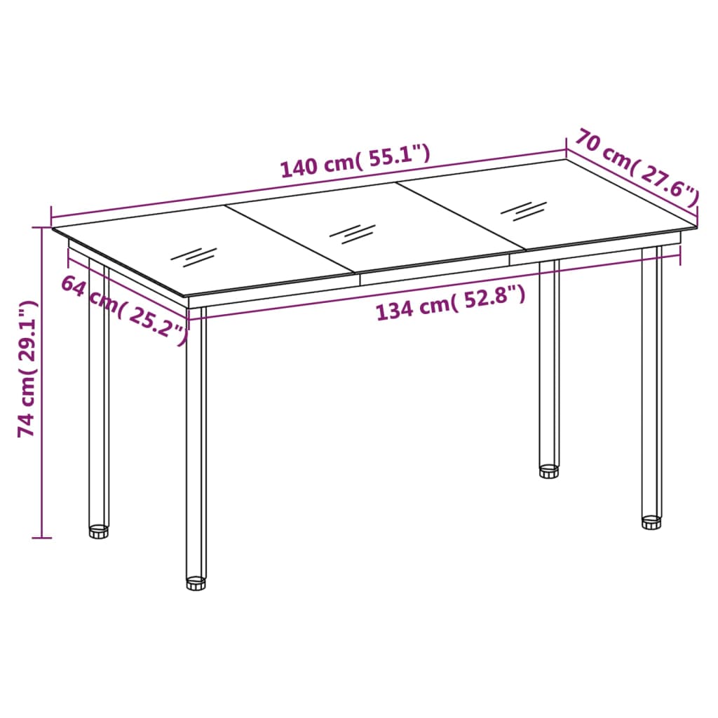 Set de masă pentru grădină, 7 piese, cu perne, negru