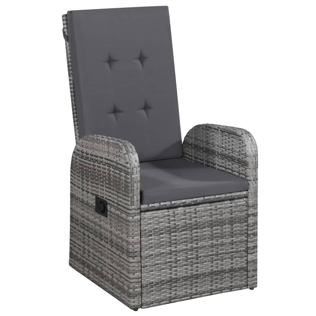 Set de mobilier pentru grădină, cu perne, 3 piese, gri