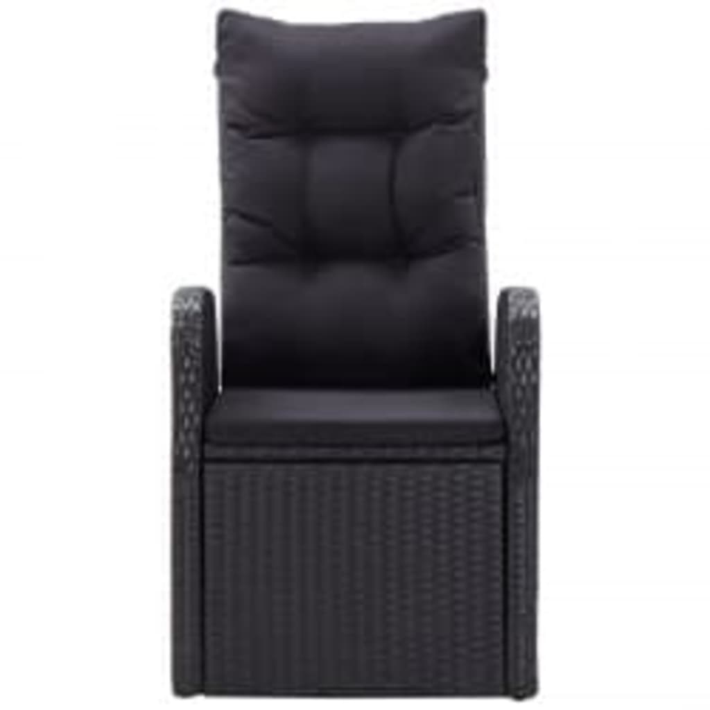 Set mobilier de grădină cu perne, 3 piese, negru