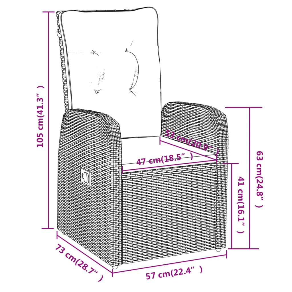 Set mobilier de grădină cu perne, 3 piese, negru