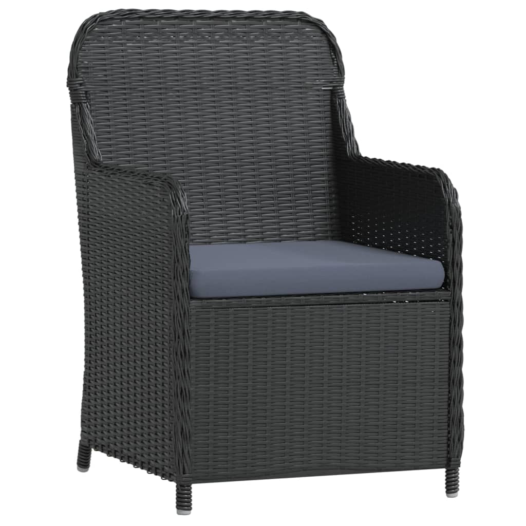 Set mobilier de grădină cu perne, 3 piese, negru