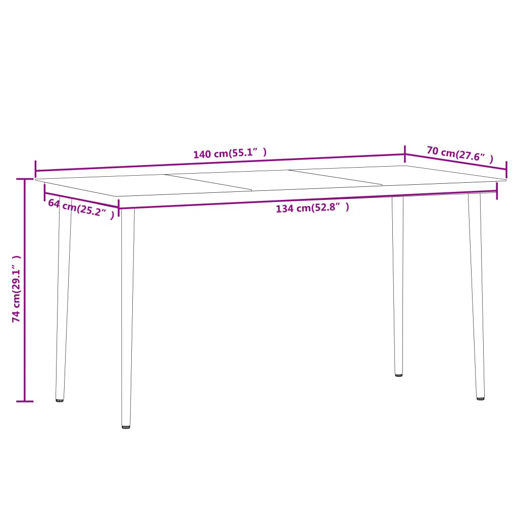 Set de mobilier pentru grădină, 7 piese, maro