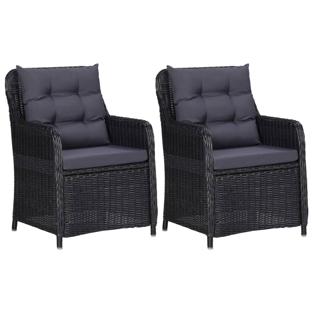 Set de mobilier pentru grădină, 3 piese, negru