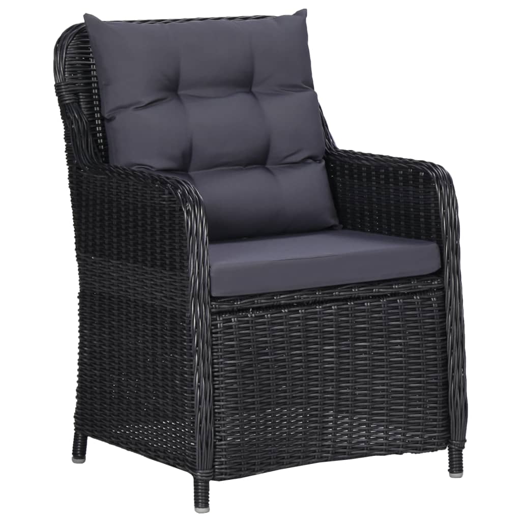 Set de mobilier pentru grădină, 3 piese, negru