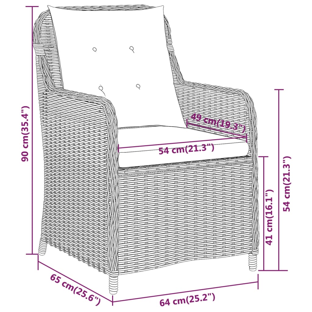 Set de mobilier pentru grădină, 3 piese, negru